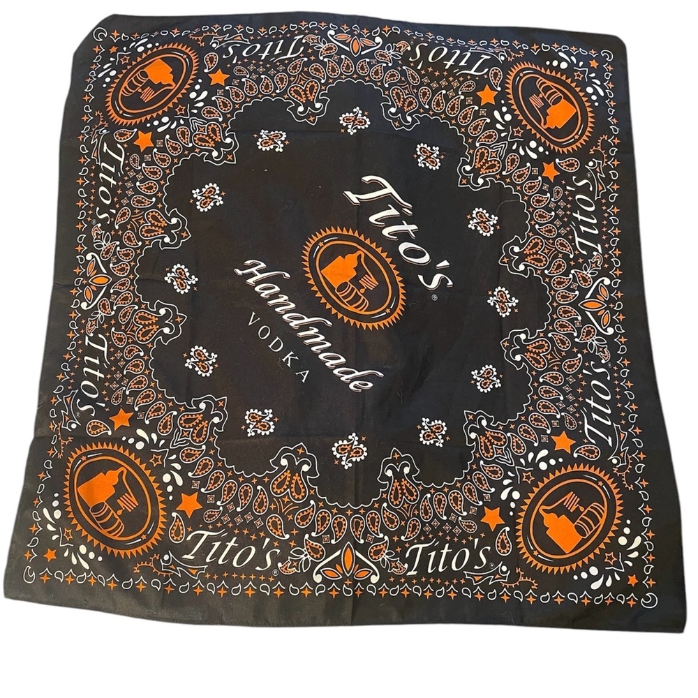 Tito’s Handmade Vodka Black w Paisley Scarf Bandana 22” square